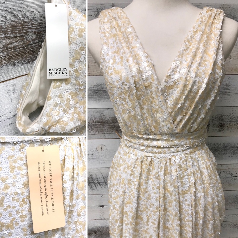 BHLDN Badgley Mischka Bette Gown Sequins Wedding - Picture 6 of 8